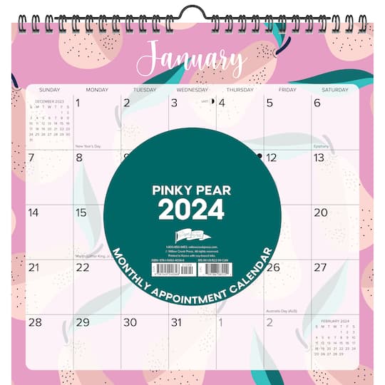 2024 Pinky Pear Spiral Wall Calendar